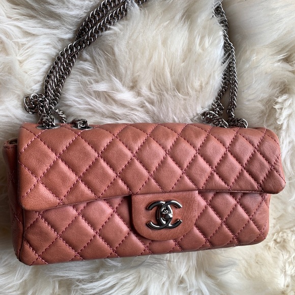 Authentic CHANEL CC Flap Bag - Dark Pink (Salmon Pink) SHW - Picture 9 of 15